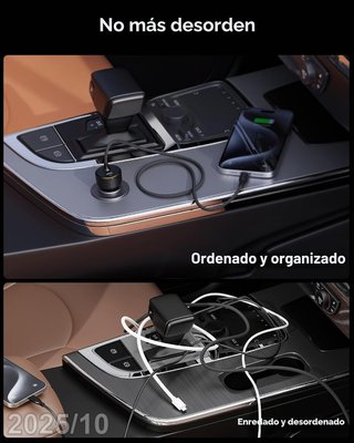 VOLTME Cargador 60W Coche 12V 2xUSB-C Cable 1,2m