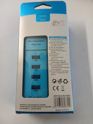 Adattatore USB Hub 2.0 Euroblu 4 Porte