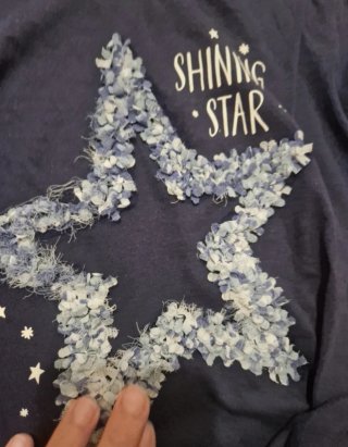Maglia maniche lunghe blu con stella Benetton 6/7
