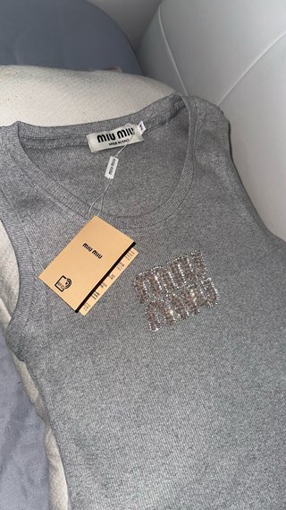 Camiseta Miu Miu Tirantes Gris Talla M