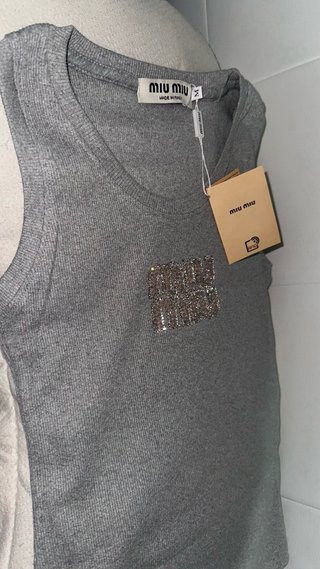 Camiseta Miu Miu Tirantes Gris Talla M