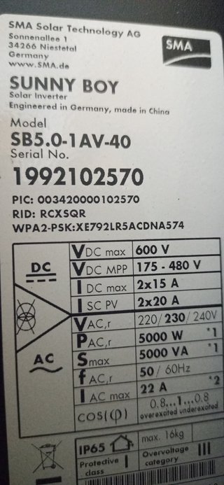 Inversor SMA Sunny Boy SB5.0-1AV-40