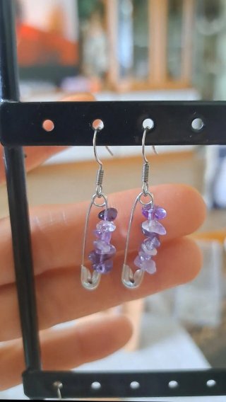 Pendientes  Amatista Acero