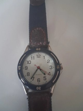 Reloj de pulsera azul y marrón