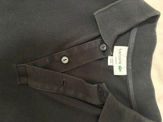 Polo Lacoste Negro Manga Corta