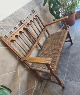 Juego Muebles Jardín Madera y Cuerda