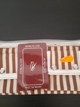 Monedero rayas marrón y blanco