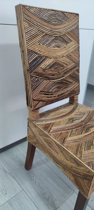 Pack 6 Sillas Comedor Madera y Caña Natural