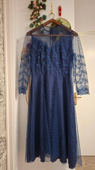Vestido azul encaje años 30 Talla M/L