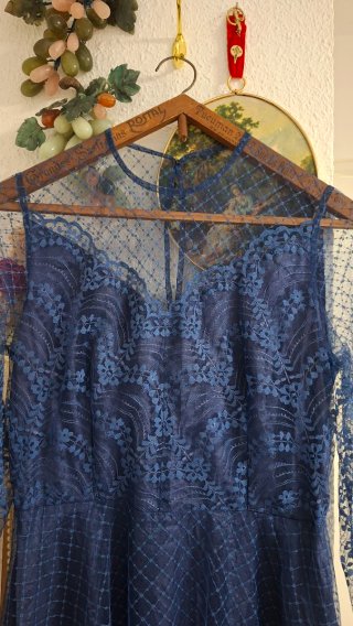 Vestido azul encaje años 30 Talla M/L