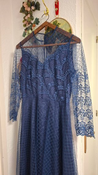 Vestido azul encaje años 30 Talla M/L