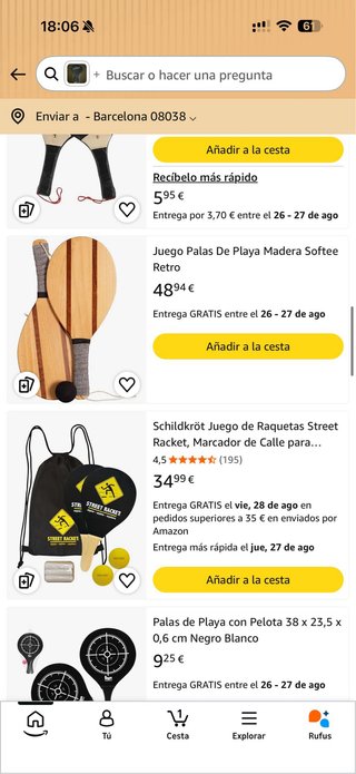 BAJADA- nuevo Juego de Raquetas