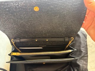 Bolso Clutch YSL Negro Brillante Dorado