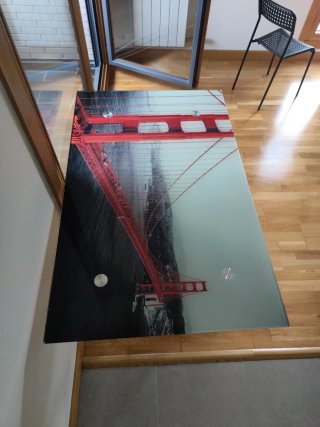Mesa de salón cristal y metal plegable