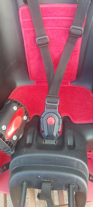 Asiento bici porta niños negro/rojo polisport.