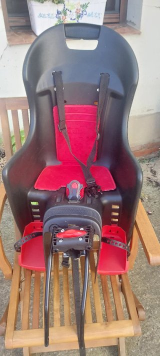 Asiento bici porta niños negro/rojo polisport.
