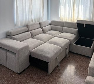 SOFÁ CAMA RINCONERA + PUFF CON AMPLIO ARCÓN!!!