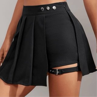 Minifalda pantalón negra con hebilla
