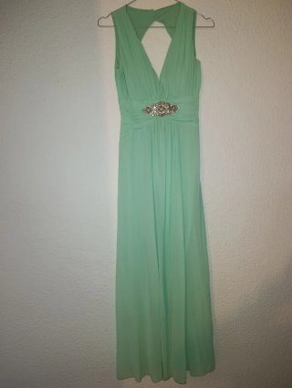 Vestido fiesta gasa verde menta M