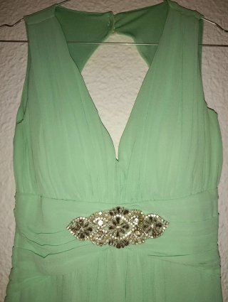 Vestido fiesta gasa verde menta M