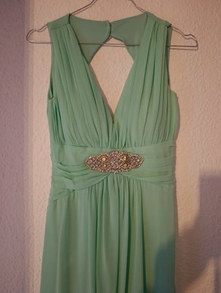 Vestido fiesta gasa verde menta M