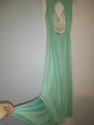 Vestido fiesta gasa verde menta M