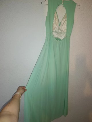 Vestido fiesta gasa verde menta M