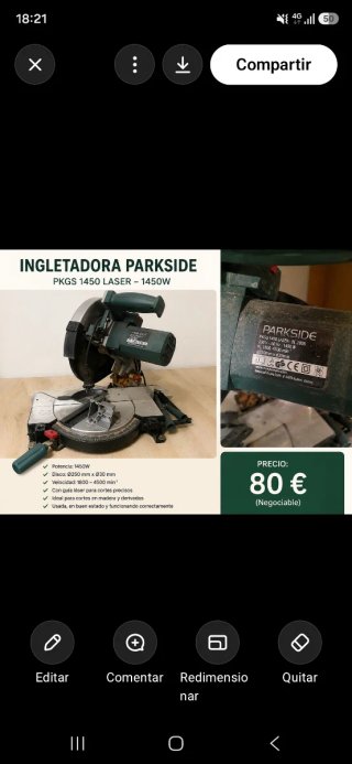 Ingletadora Parkside PKGS 1450 LASER