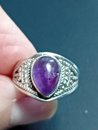 Anillo Plata Ley Amatista Morada talla exacta 12,5
