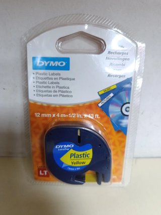 Cinta Dymo LetraTag Amarilla 12mm x 4m