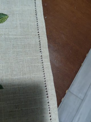 Runner lino ricamato fiori cm112x40