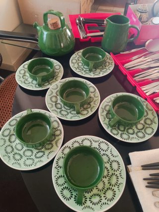 Juego de té verde vintage