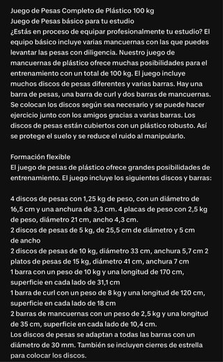 Set de pesas y barras de gimnasio