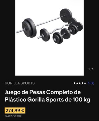 Set de pesas y barras de gimnasio