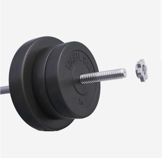 Set de pesas y barras de gimnasio