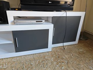 Mueble salón blanco y gris