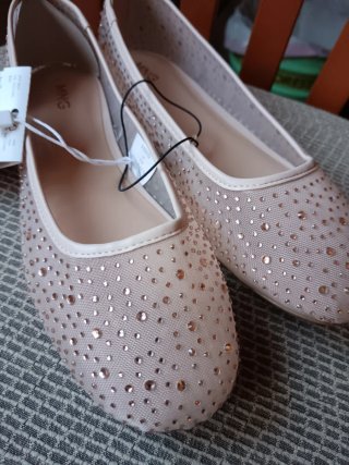 Bailarinas Mango Beige y Doradas