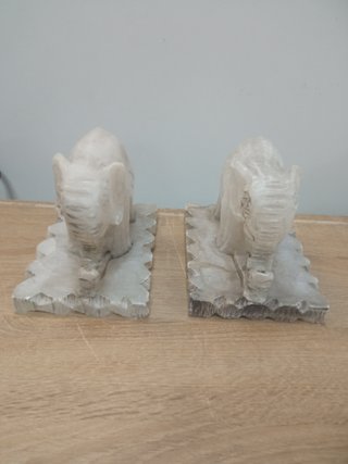 Pareja sujetalibros elefante vintage mármol