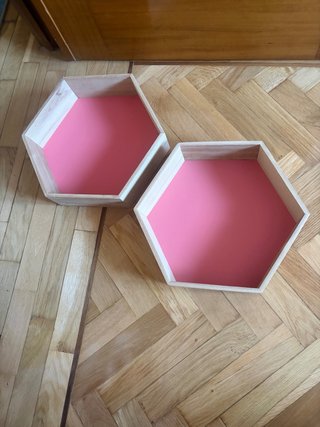 Estanterías hexagonales de madera (2 uds)
