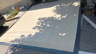 Alfombra Estera Beige y Azul - Fibra Natural