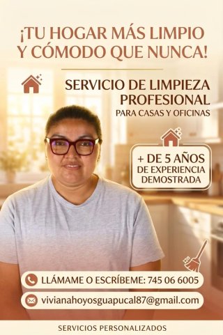 ¡Hola! Ofrezco mi servicio como empleada del hogar