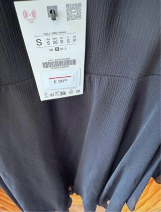 Vestido Zara gasa negro etiqueta