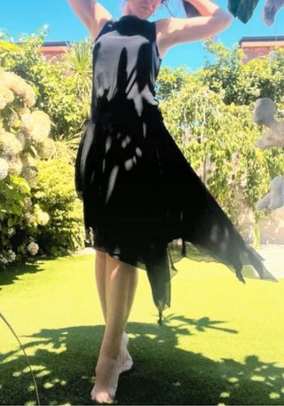 Vestido Zara gasa negro etiqueta