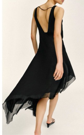 Vestido Zara gasa negro etiqueta