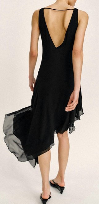Vestido Zara gasa negro etiqueta