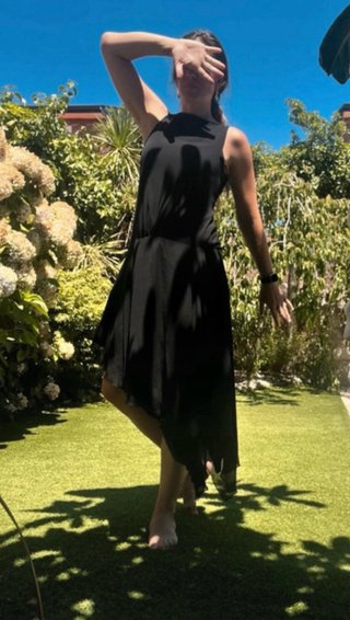 Vestido Zara gasa negro etiqueta