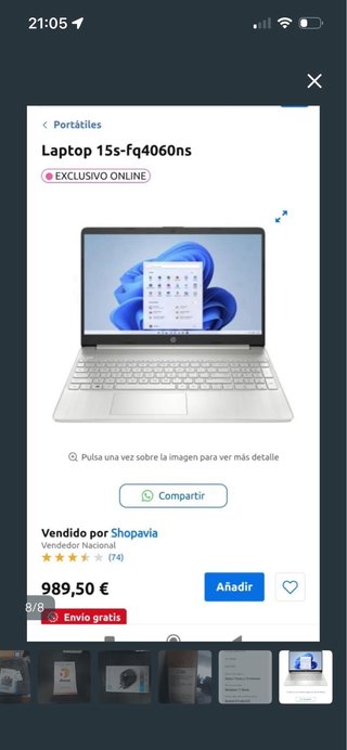 Portátil HP Plata