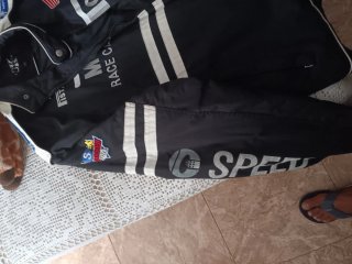Chaqueta de motorista negra talla xxl