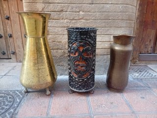 3 Paragüeros Metálicos Antiguos