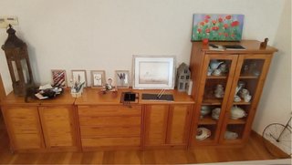 Mueble comedor pino macizo con vitrina